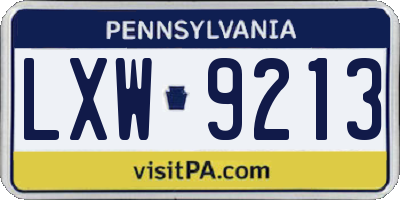 PA license plate LXW9213