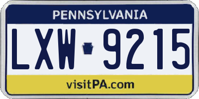 PA license plate LXW9215