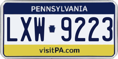 PA license plate LXW9223