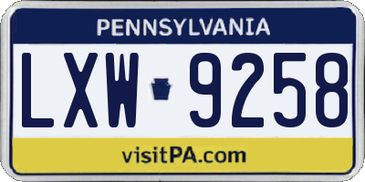 PA license plate LXW9258