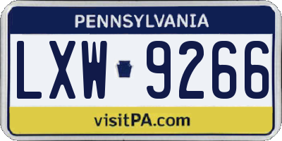 PA license plate LXW9266