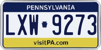 PA license plate LXW9273