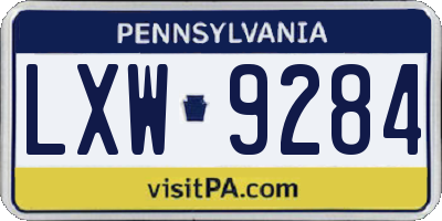 PA license plate LXW9284