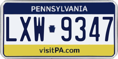 PA license plate LXW9347