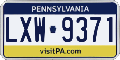 PA license plate LXW9371