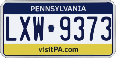 PA license plate LXW9373