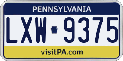 PA license plate LXW9375