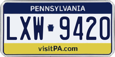 PA license plate LXW9420