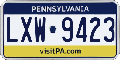 PA license plate LXW9423