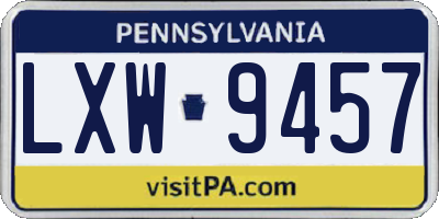 PA license plate LXW9457