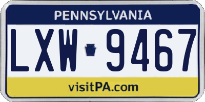 PA license plate LXW9467