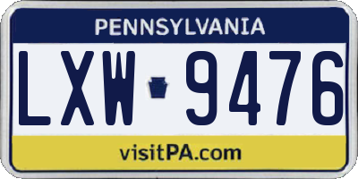 PA license plate LXW9476