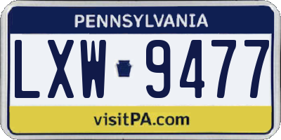 PA license plate LXW9477