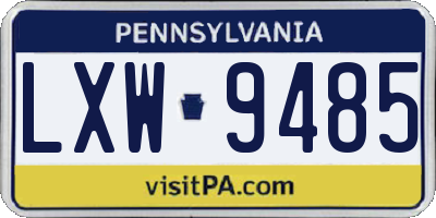 PA license plate LXW9485