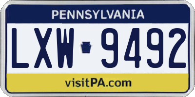 PA license plate LXW9492