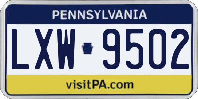 PA license plate LXW9502