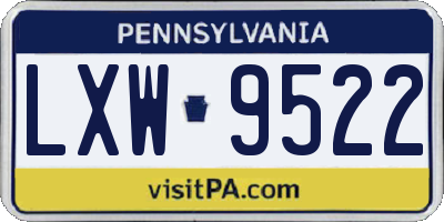 PA license plate LXW9522