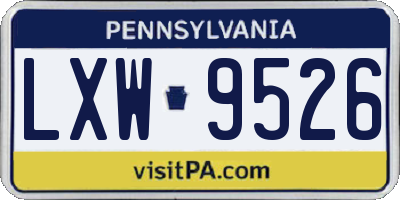 PA license plate LXW9526