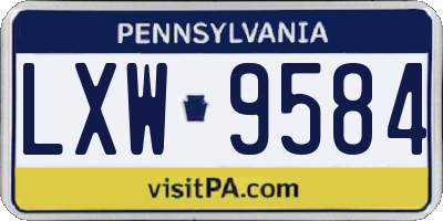PA license plate LXW9584
