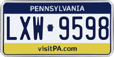 PA license plate LXW9598