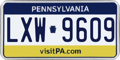 PA license plate LXW9609