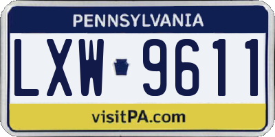 PA license plate LXW9611