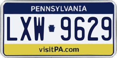 PA license plate LXW9629