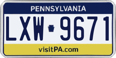 PA license plate LXW9671