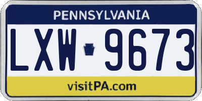 PA license plate LXW9673