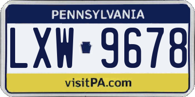 PA license plate LXW9678