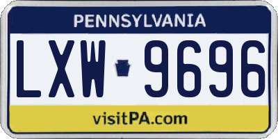 PA license plate LXW9696