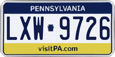 PA license plate LXW9726