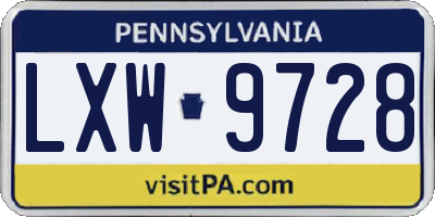PA license plate LXW9728