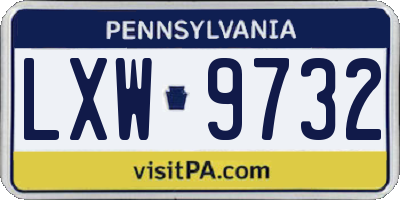 PA license plate LXW9732