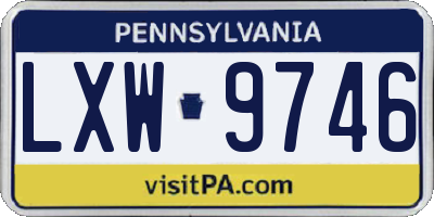 PA license plate LXW9746