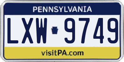 PA license plate LXW9749