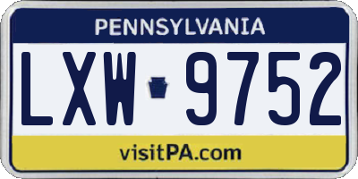 PA license plate LXW9752