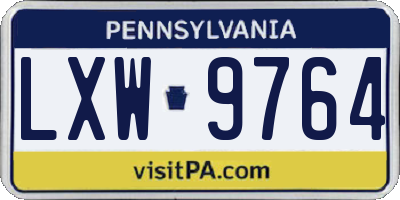 PA license plate LXW9764