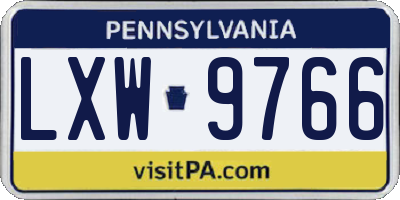 PA license plate LXW9766