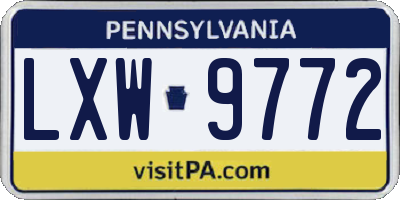 PA license plate LXW9772