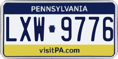 PA license plate LXW9776