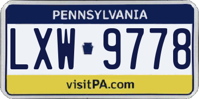 PA license plate LXW9778