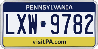 PA license plate LXW9782