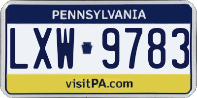 PA license plate LXW9783