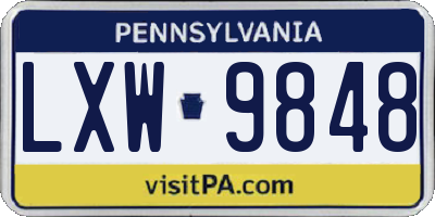 PA license plate LXW9848