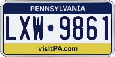 PA license plate LXW9861