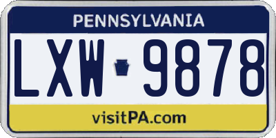 PA license plate LXW9878