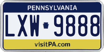 PA license plate LXW9888