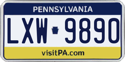 PA license plate LXW9890