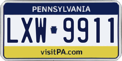 PA license plate LXW9911